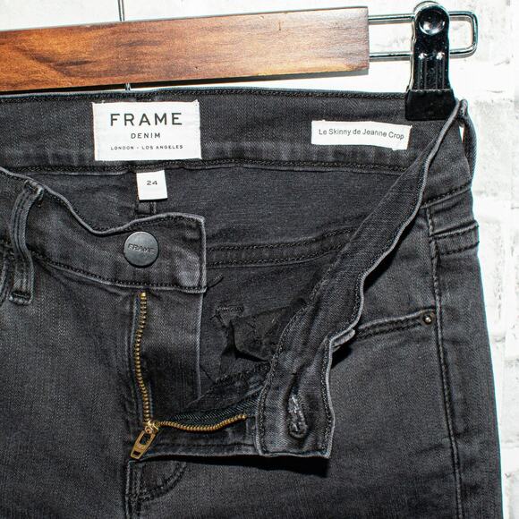 FRAME Denim Women's 24 Le Skinny De Jeanne Jeans Crop Triangle Raw hem Tull Gray - Picture 3 of 13